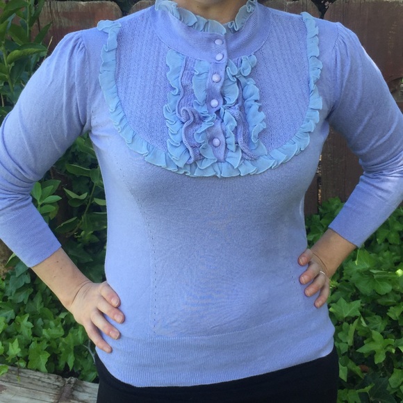 Vintage Sweaters - Vintage sweater Kawaii periwinkle Korean dainty